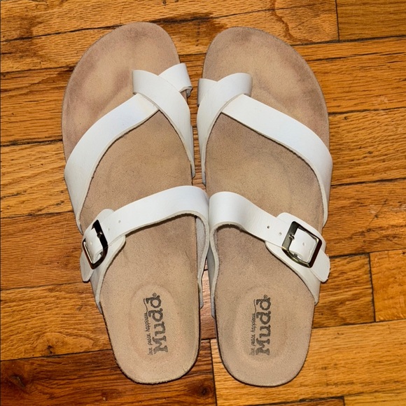 Mudd White Strappy Sandals with Buckle - Picture 1 of 4